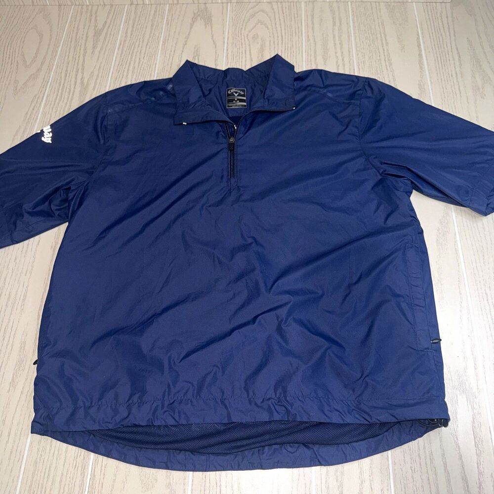 Callaway Men's Blue Golf Windbreaker Jacket 1/4 Zip Logo Size M Navy Blue Color